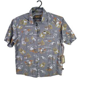 Mens Howler Bros H-Bar-B Snap Button Shirt Western Gray Shirt Short Sleeve XL